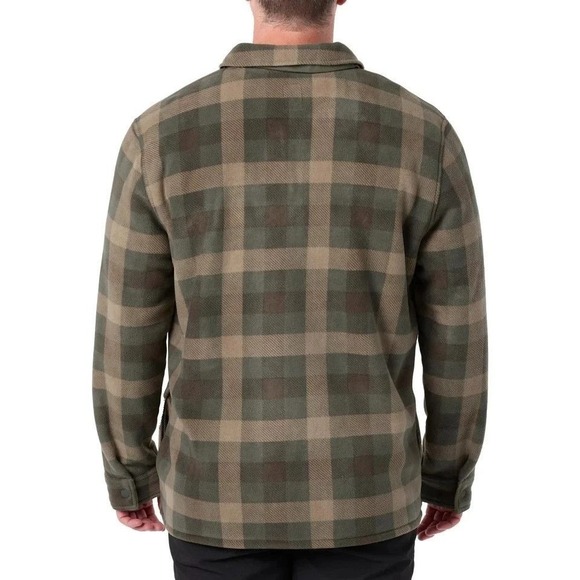 NEW Voyager Men's XL Plaid Sherpa Lined Fleece Shirt Jacket Green Tan Full Zip - Picture 2 of 9